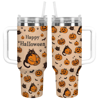 Shineful Tumbler Halloween Cat & Pumpkin