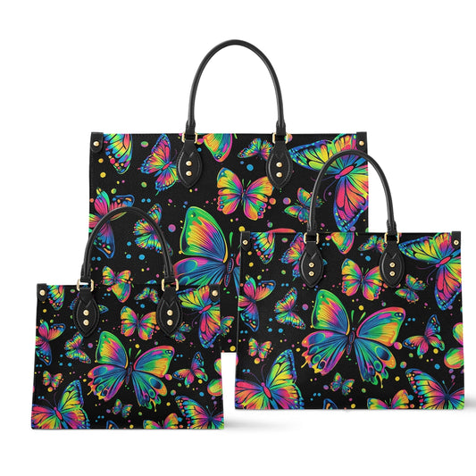 Shineful Leather Bag Neon Butterfly Dreams