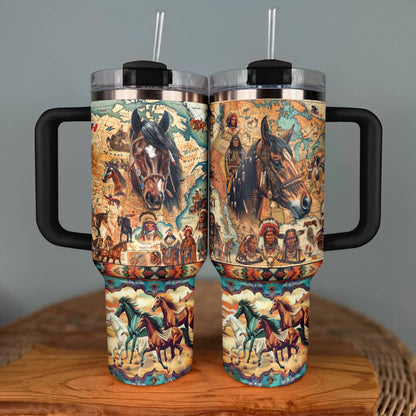 Shineful Tumbler Horse Native American Map