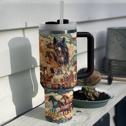 Shineful Tumbler Horse Native American Map