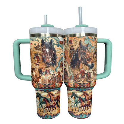 Shineful Tumbler Horse Native American Map