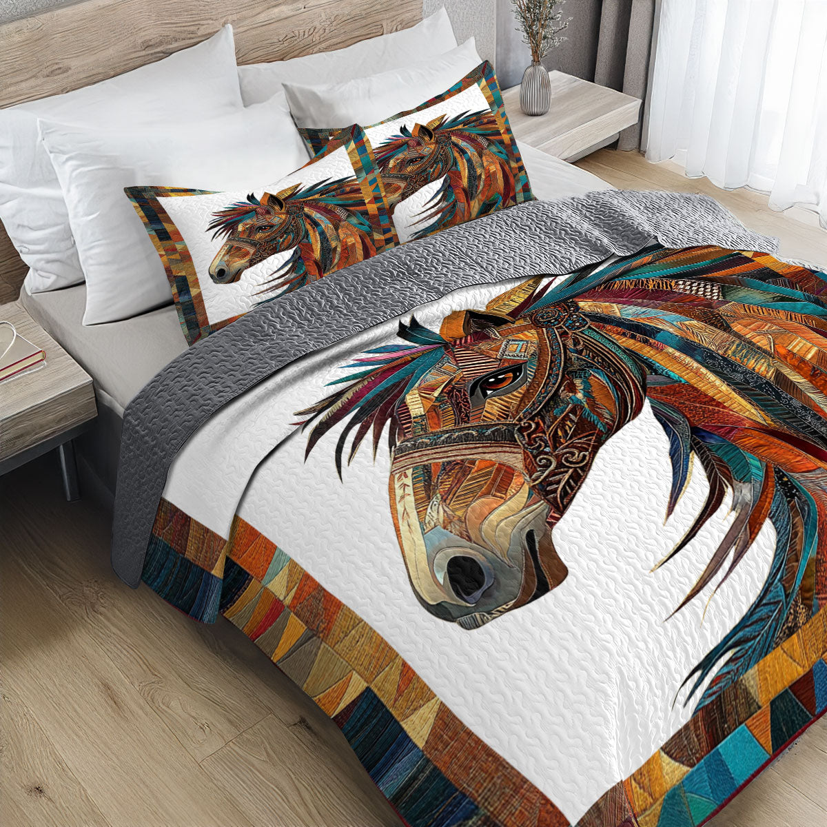 Shineful All Season Quilt 3-Piece Set Spirit Painted Horse