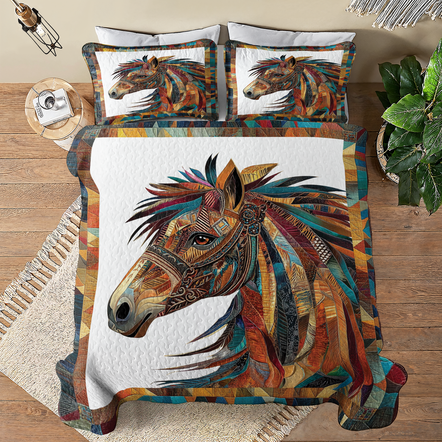 Shineful All Season Quilt 3-Piece Set Spirit Painted Horse