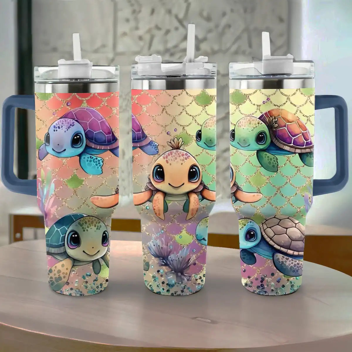 Shineful Tumbler Sparkling Sea Turtles