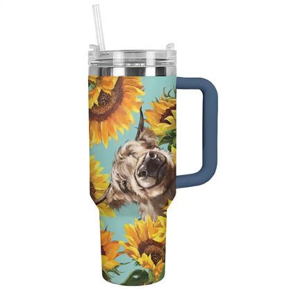 Shineful Tumbler Cow In Sunflowers
