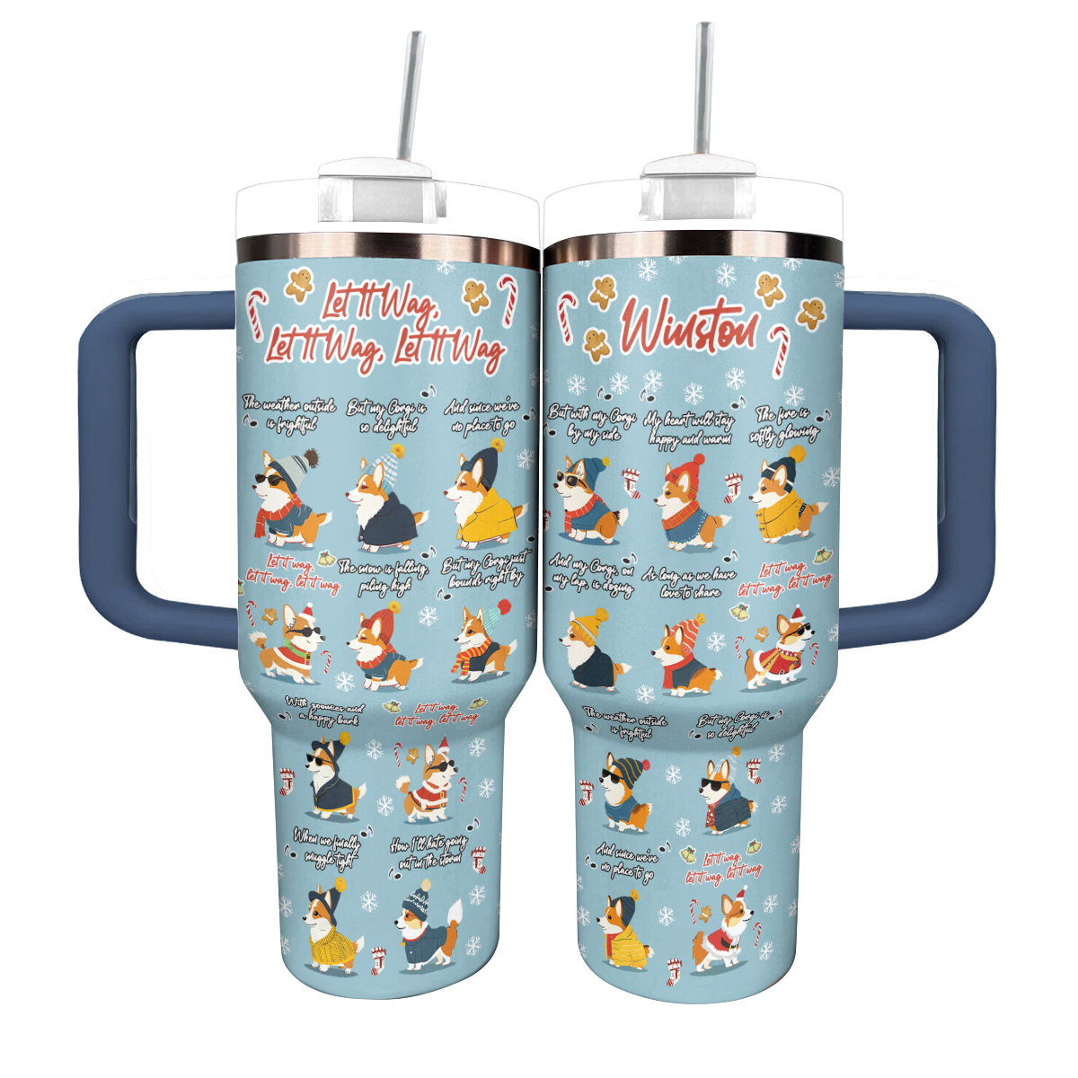 Shineful Personalized Tumbler Let It Wag Corgi Love