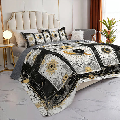 Shineful All Season Quilt 3-Piece Set - Lunar & Solar Tarot Dreamscape