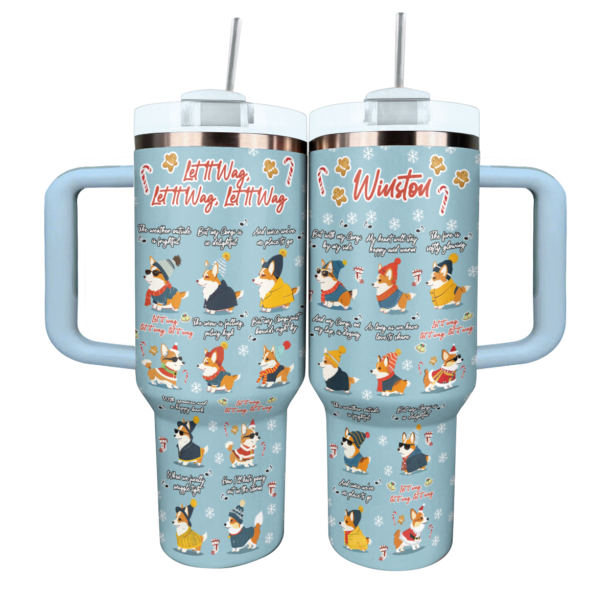 Shineful Personalized Tumbler Let It Wag Corgi Love