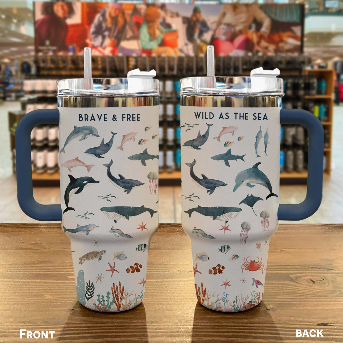 Ocean 40 Oz Shineful™ Tumbler Brave And Free Mn8 Navy 40Oz