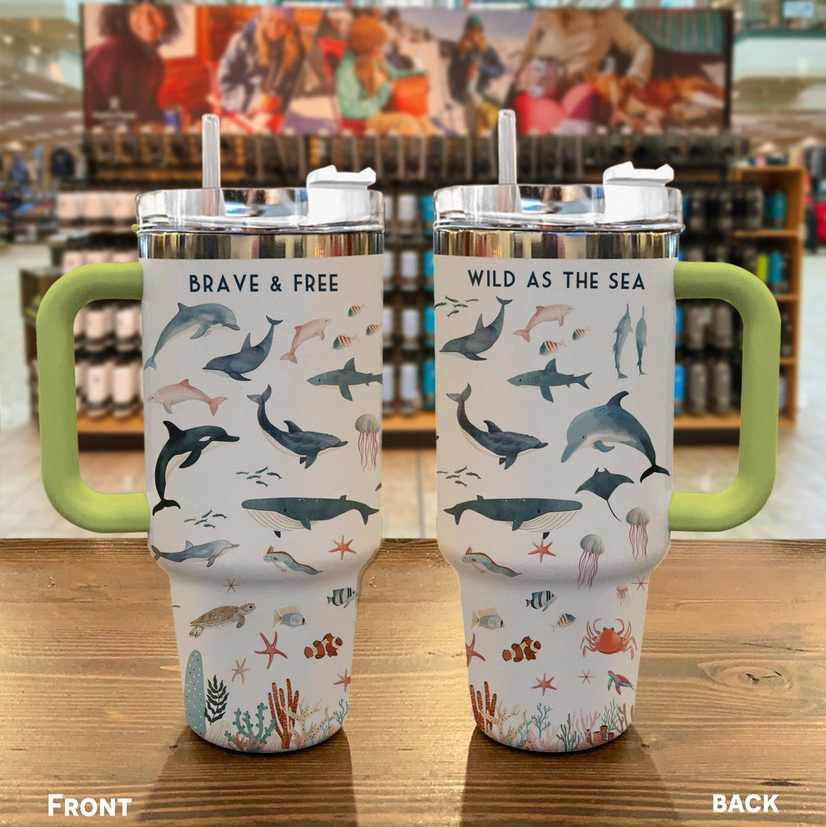 Ocean 40 Oz Shineful™ Tumbler Brave And Free Mn8 Green 40Oz