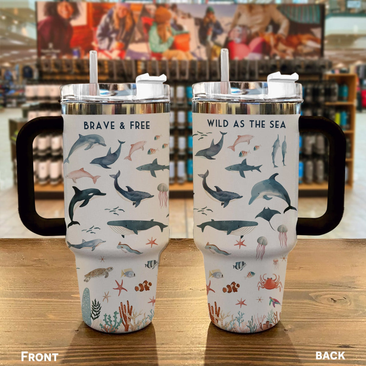 Ocean 40 Oz Shineful™ Tumbler Brave And Free Mn8 Black 40Oz