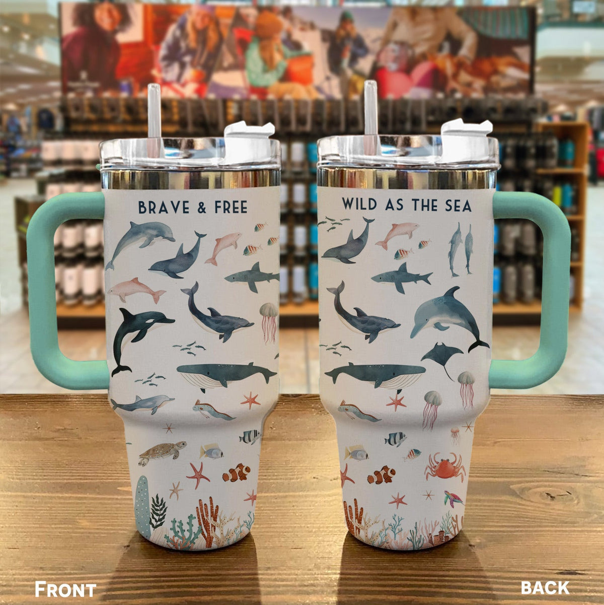Ocean 40 Oz Shineful™ Tumbler Brave And Free Mn8 Turquoise Blue 40Oz