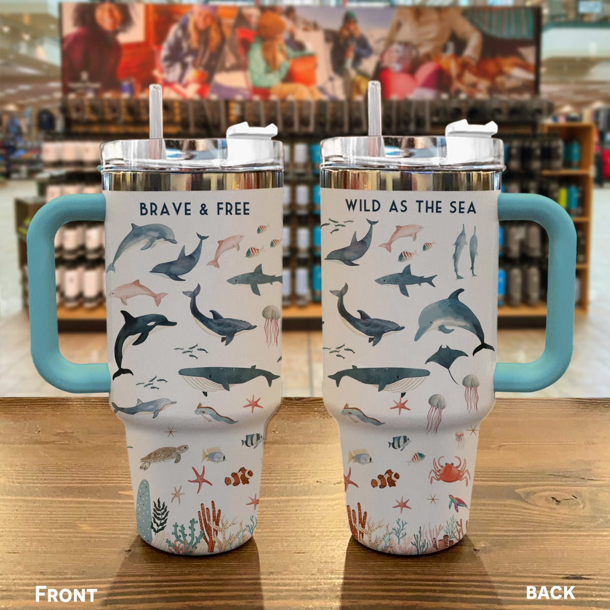 Ocean 40 Oz Shineful™ Tumbler Brave And Free Mn8 Sky Blue 40Oz