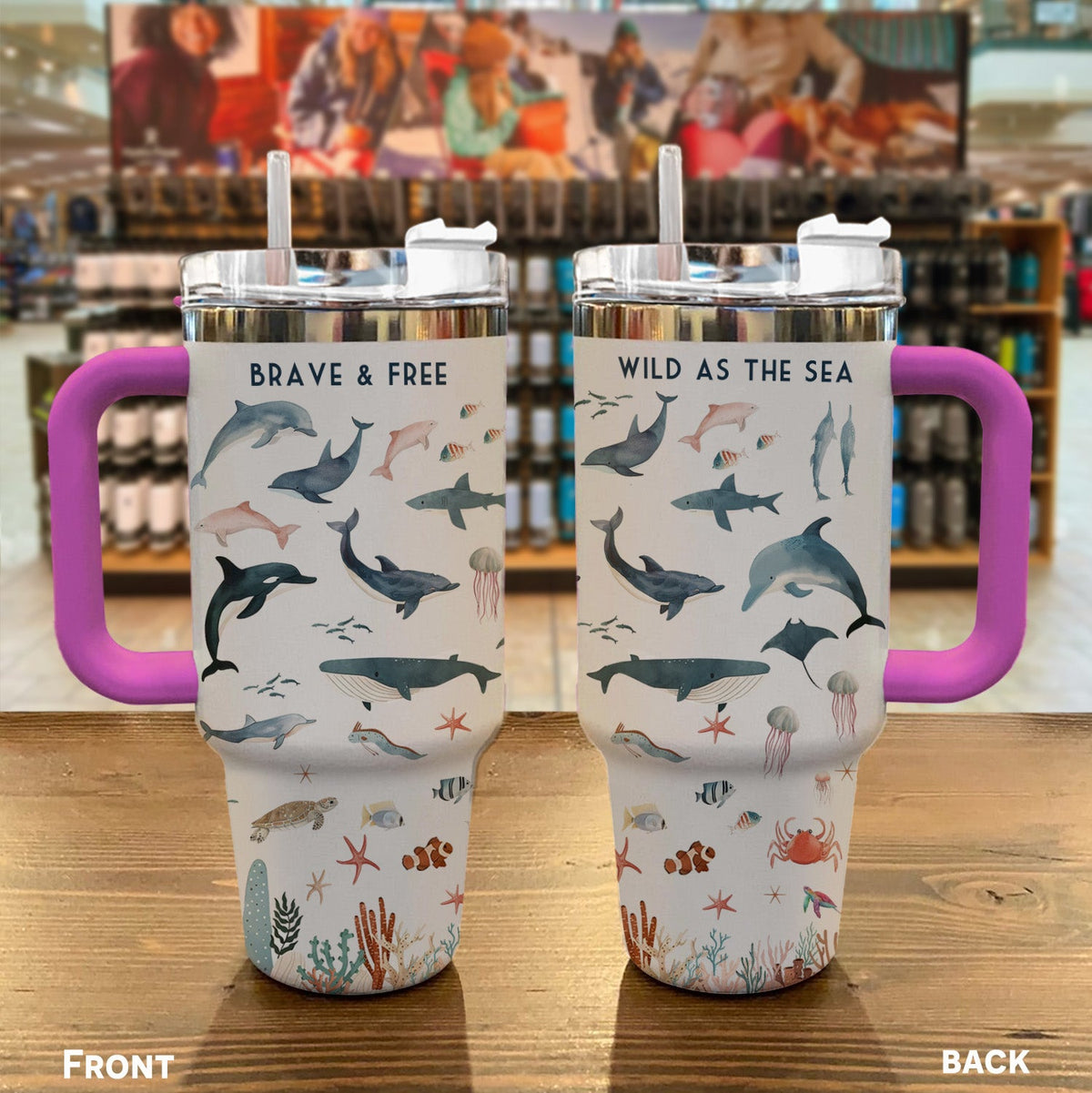 Ocean 40 Oz Shineful™ Tumbler Brave And Free Mn8 Hot Pink 40Oz