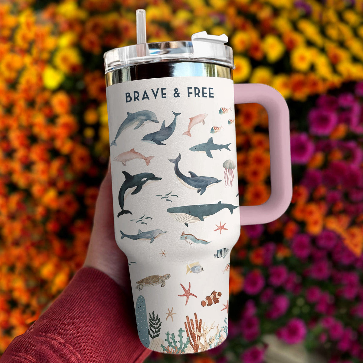 Ocean 40 Oz Shineful™ Tumbler Brave And Free Mn8 40Oz