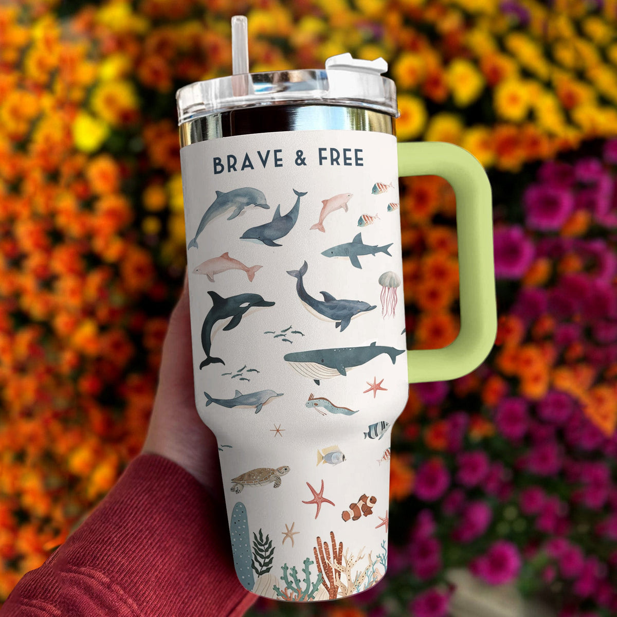Ocean 40 Oz Shineful™ Tumbler Brave And Free Mn8 40Oz