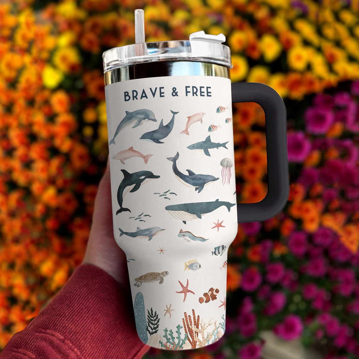 Ocean 40 Oz Shineful™ Tumbler Brave And Free Mn8 40Oz