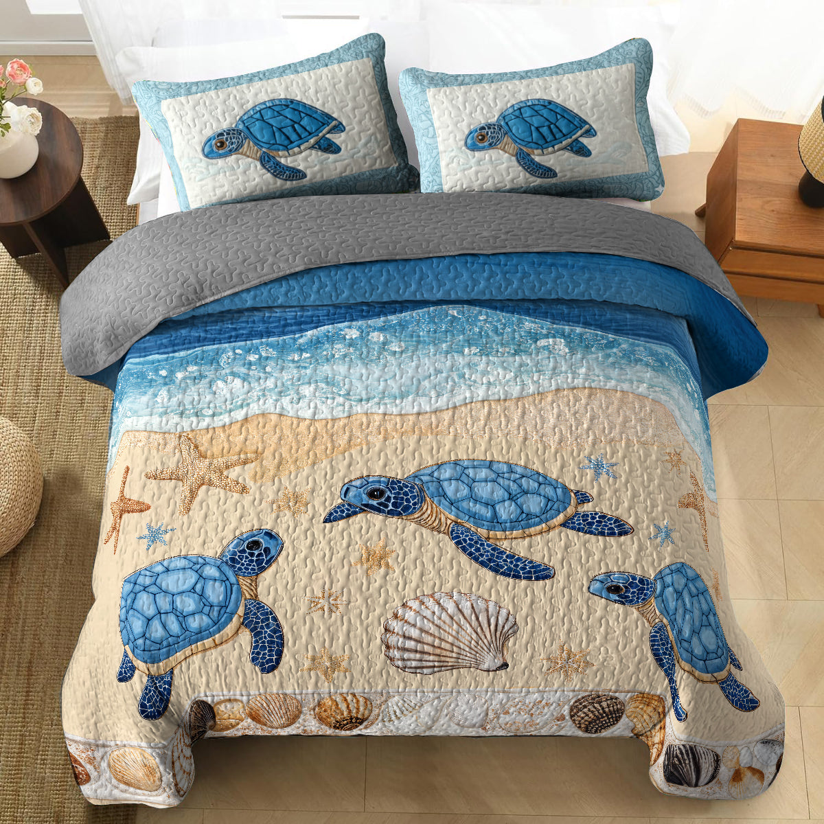 Shineful Quilt 3-Piece Set Sea Turtle