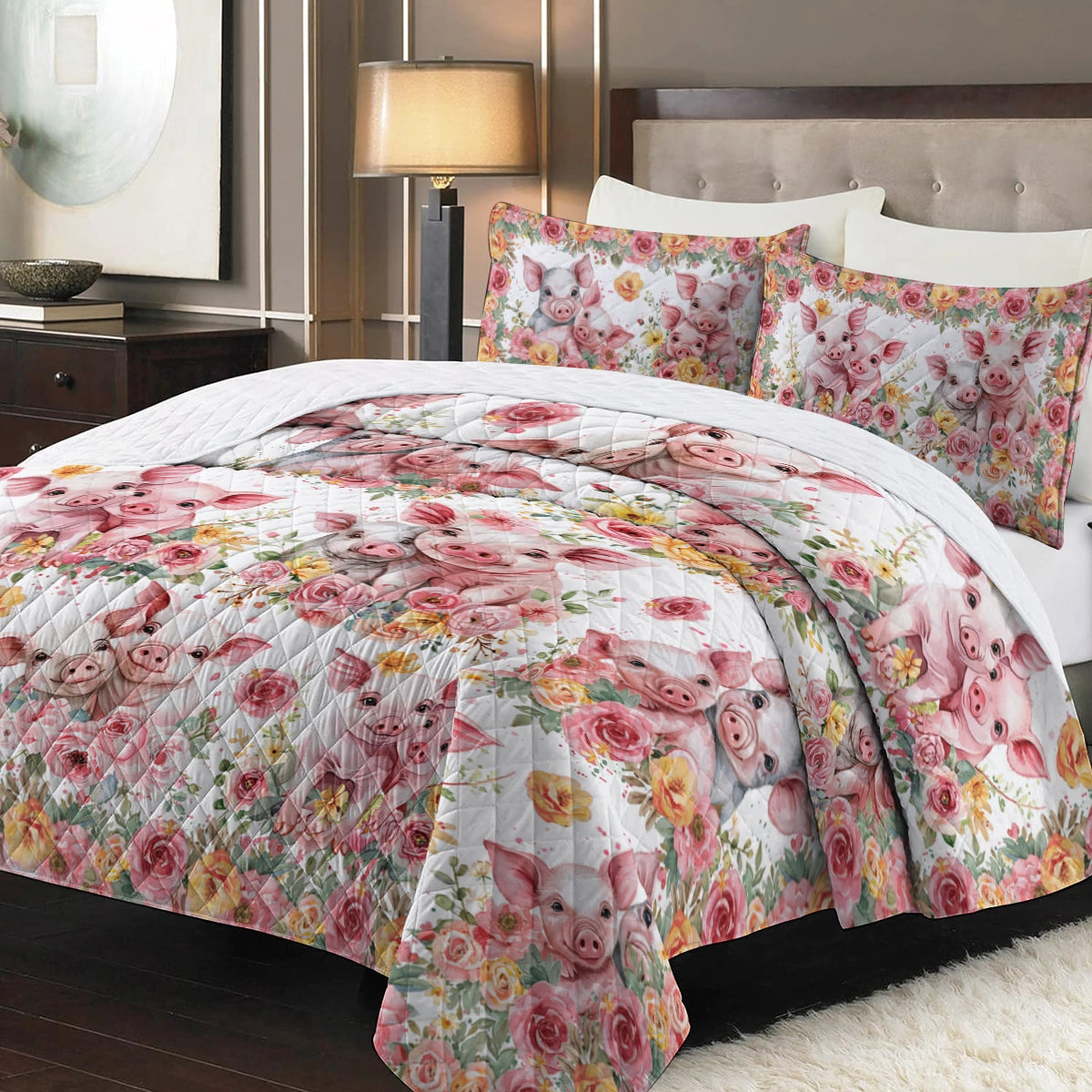 Shineful Quilt 3-Piece Pig Blossom