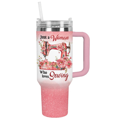 Shineful Glossy Tumbler Pink Glitter Sewing Machine