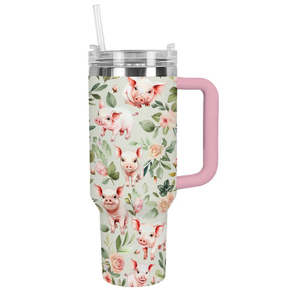 Shineful Tumbler Piglet Green Roses