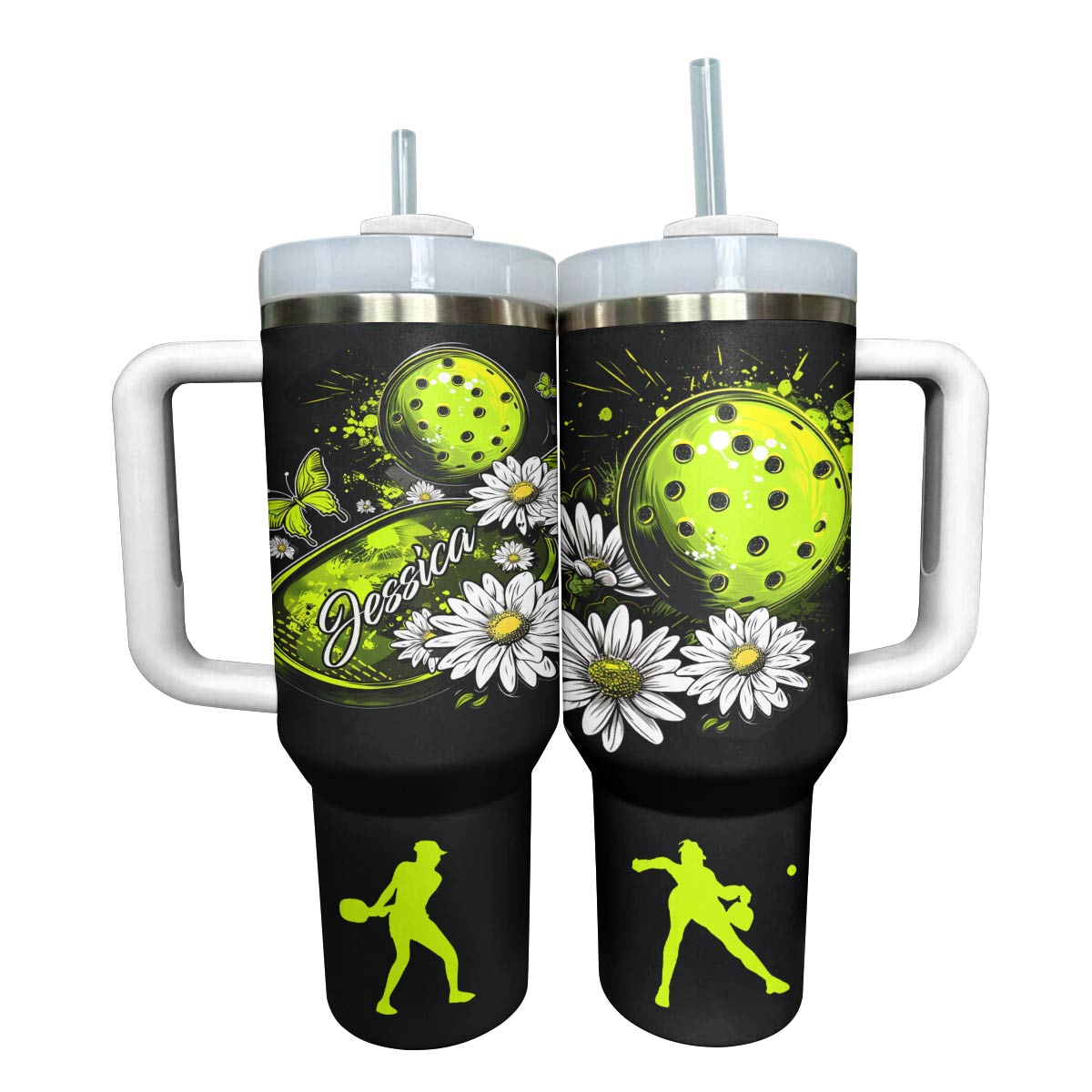 Shineful Personalized Tumbler Gorgeous Pickleball Flowers