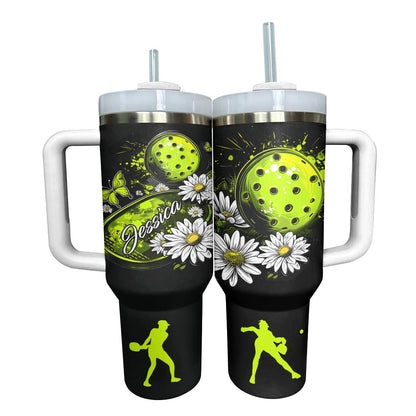Shineful Personalized Tumbler Gorgeous Pickleball Flowers