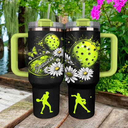 Shineful Personalized Tumbler Gorgeous Pickleball Flowers
