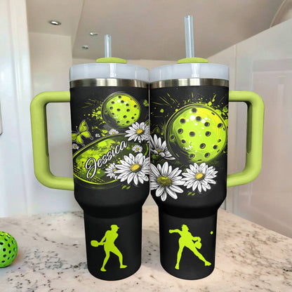 Shineful Personalized Tumbler Gorgeous Pickleball Flowers