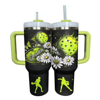Shineful Personalized Tumbler Gorgeous Pickleball Flowers