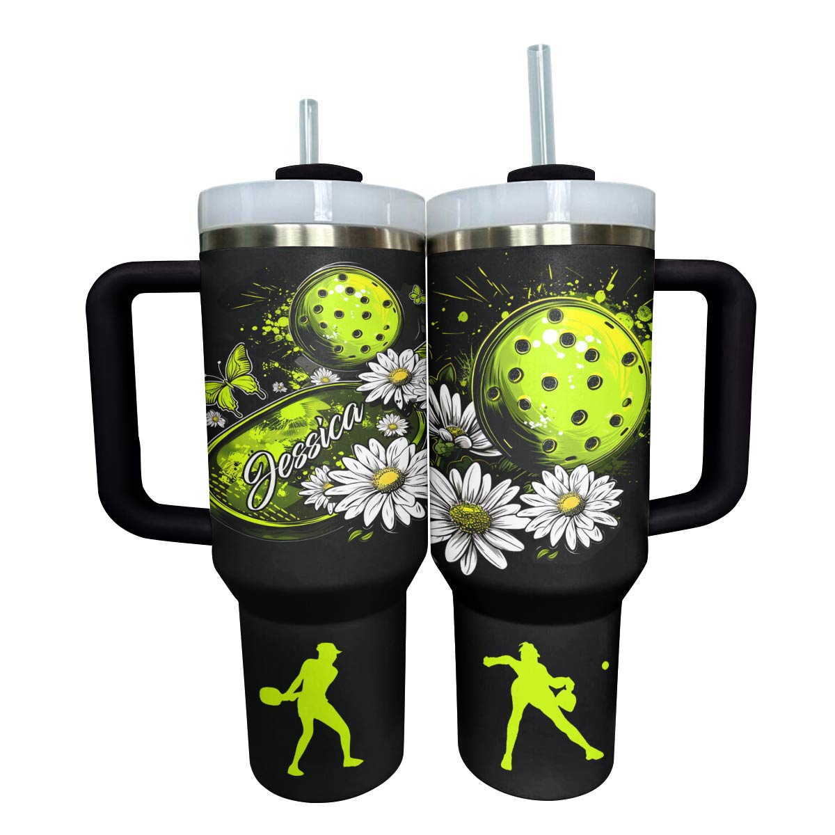 Shineful Personalized Tumbler Gorgeous Pickleball Flowers