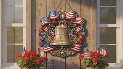 Shineful Patriot Bell Wood Sign