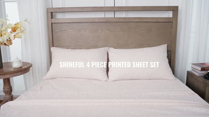 Shineful 4-Piece Bed Sheet Set Botanical Cat Bliss