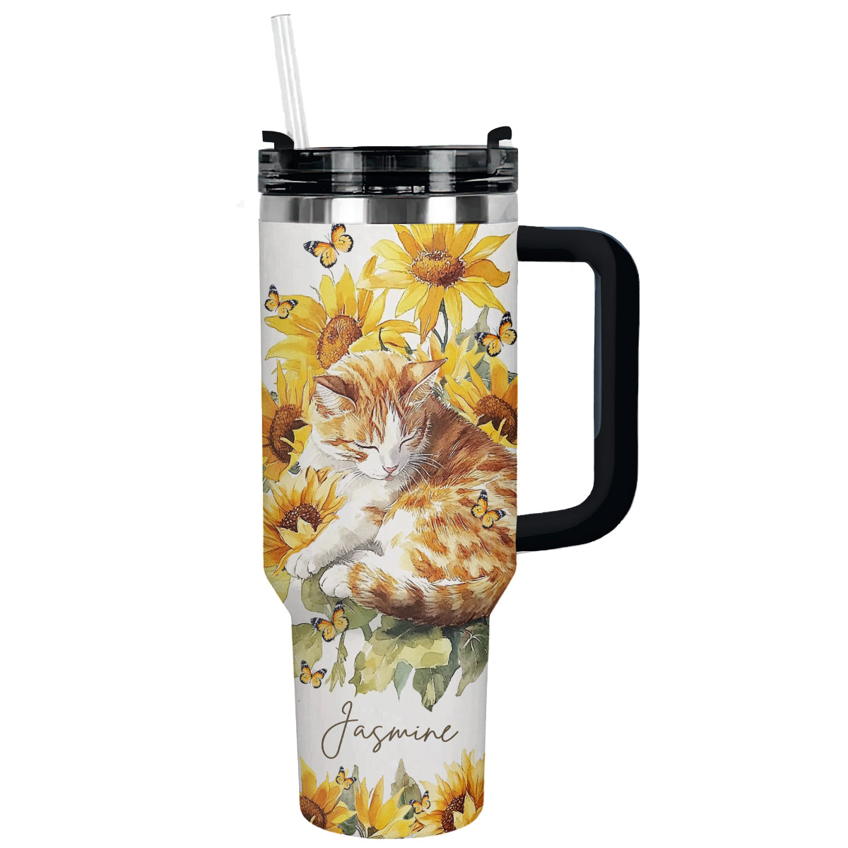 Shineful Tumbler Personalized Cat With Sunflower Ver 2