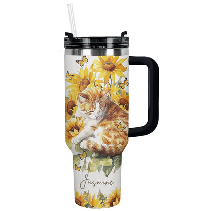 Shineful Tumbler Personalized Cat With Sunflower Ver 2