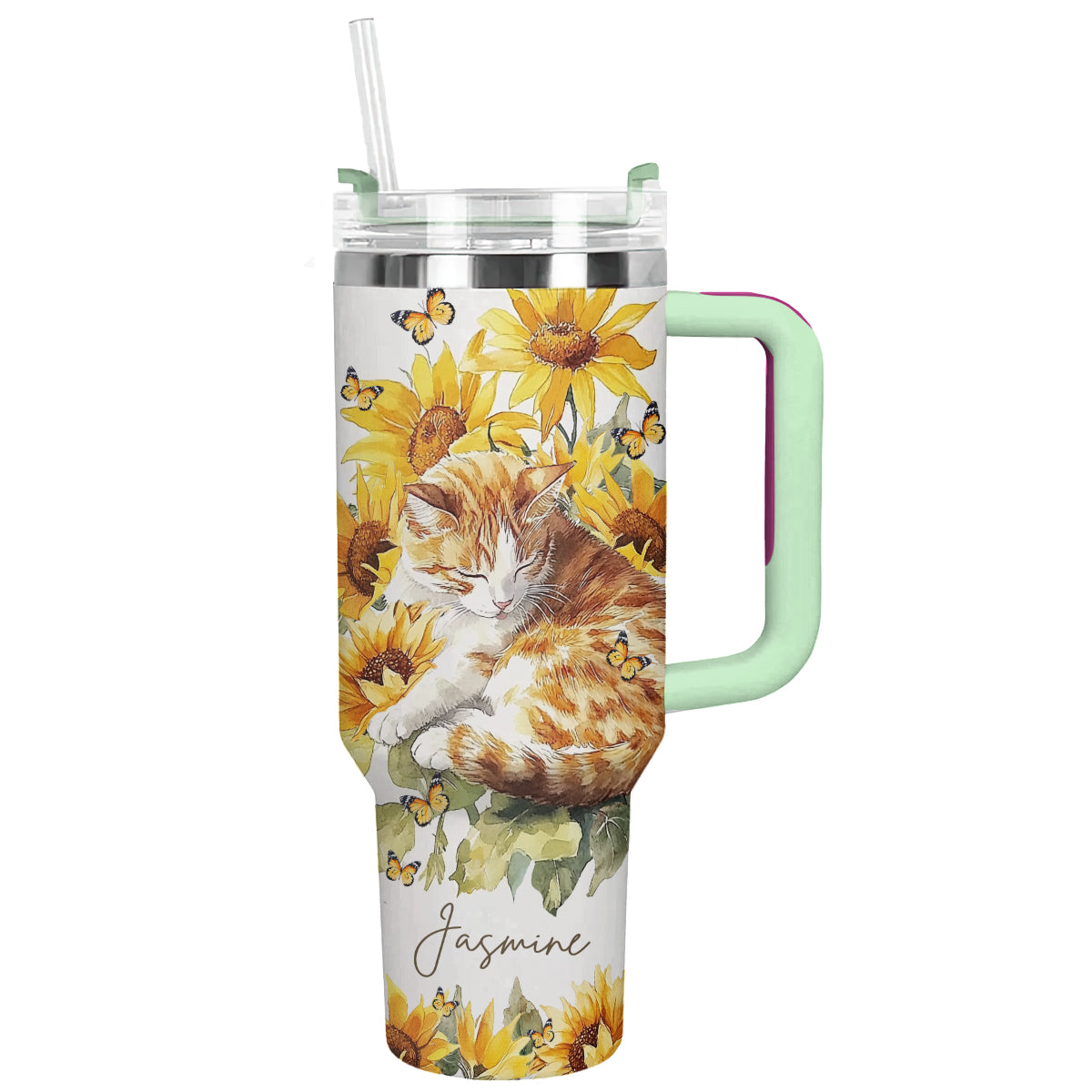 Shineful Tumbler Personalized Cat With Sunflower Ver 2