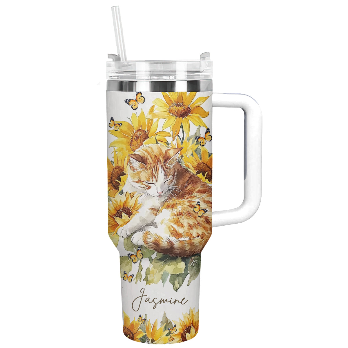 Shineful Tumbler Personalized Cat With Sunflower Ver 2