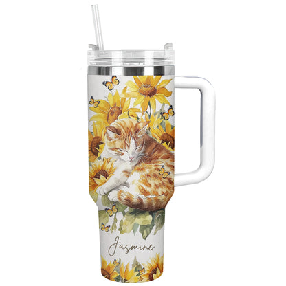 Shineful Tumbler Personalized Cat With Sunflower Ver 2
