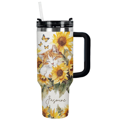 Shineful Tumbler Personalized Cat With Sunflower Ver 1