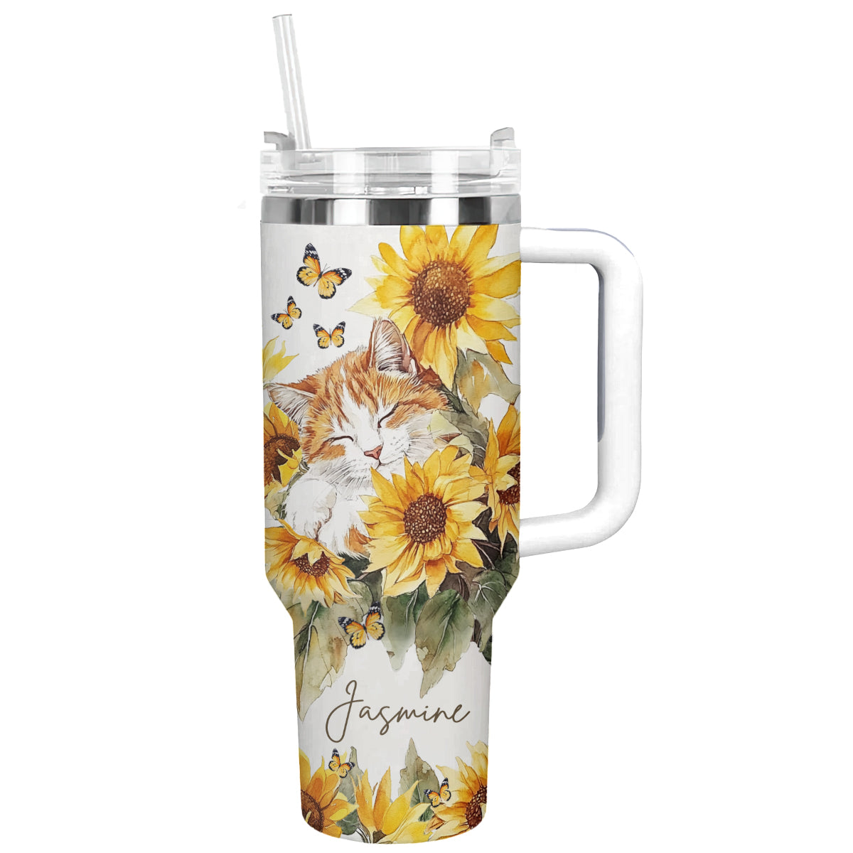 Shineful Tumbler Personalized Cat With Sunflower Ver 1