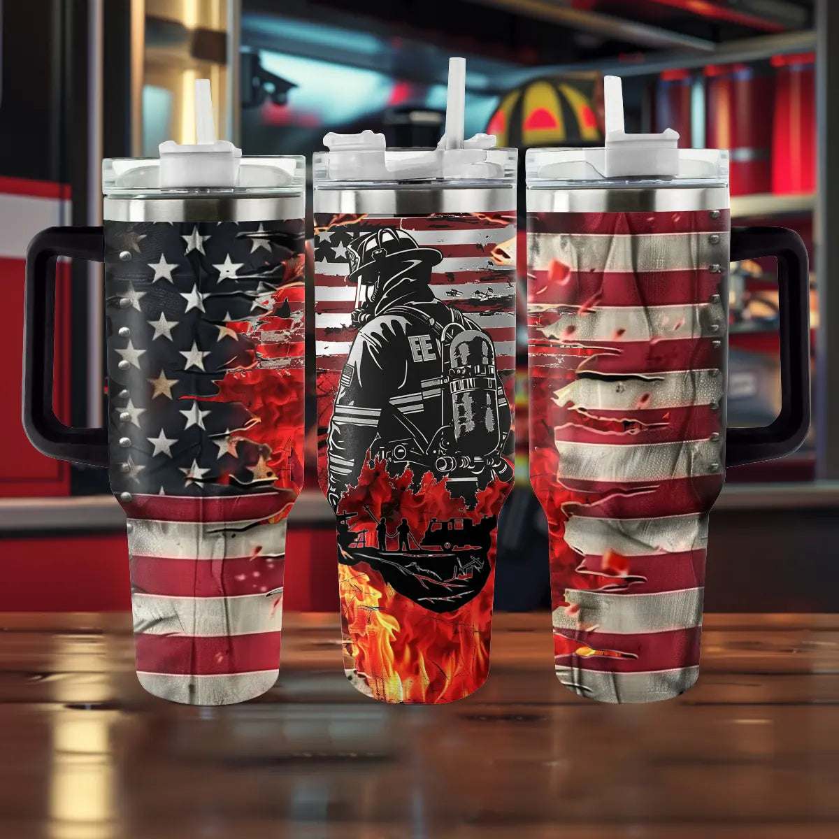 Shineful Glossy Tumbler Firefighter: American Hero