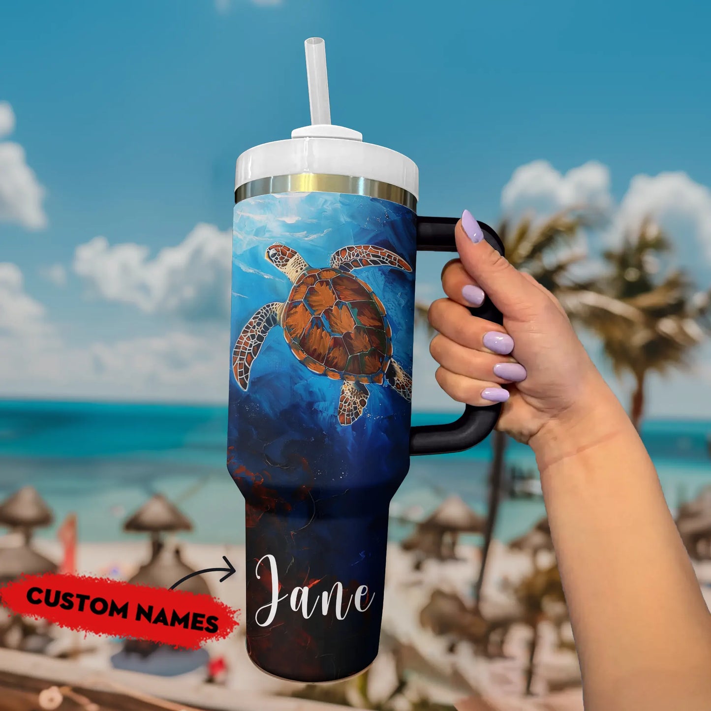 Shineful Tumbler Personalized Sea Turtle Ocean's Grace