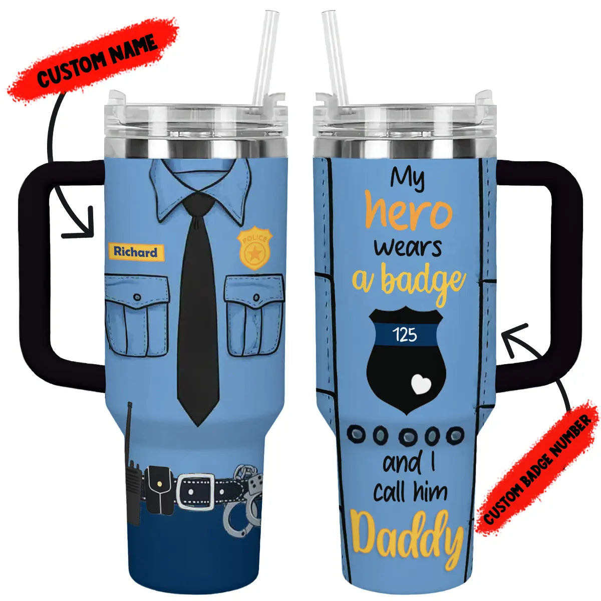 Shineful Tumbler Personalized Police: My Hero