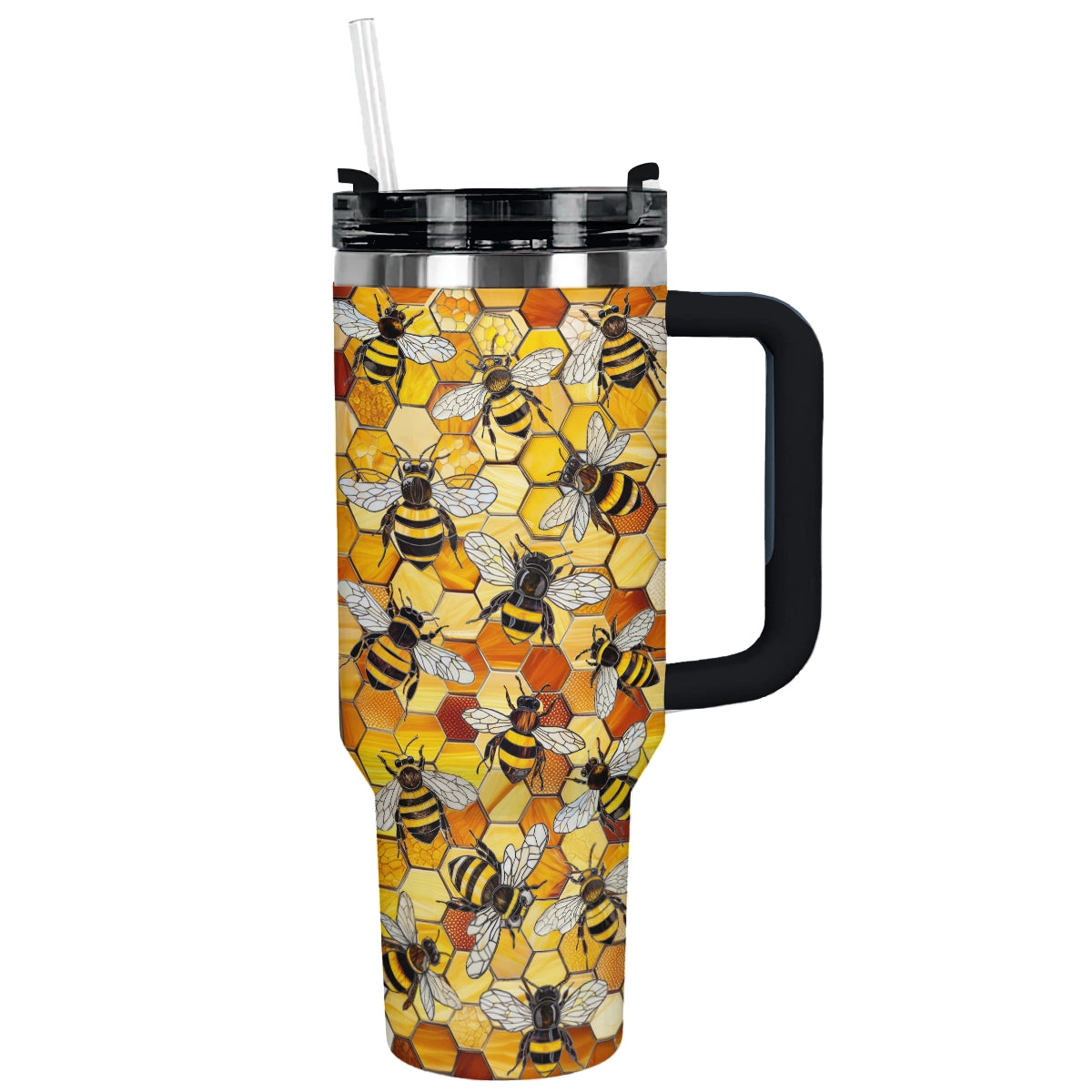 Shineful Glossy Tumbler Stained Glass Art Bee