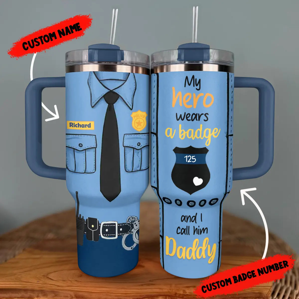 Shineful Tumbler Personalized Police: My Hero
