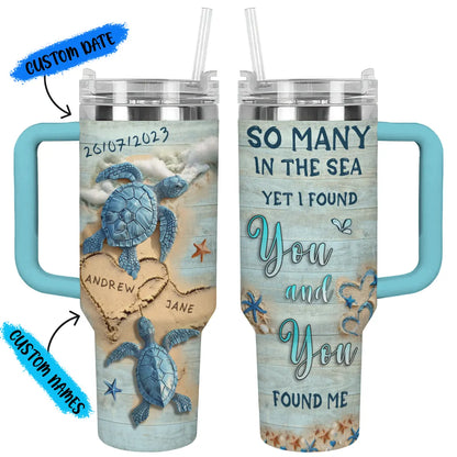 Shineful Tumbler Personalized Couples Gift: Love & Sea & Turtles