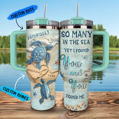 Shineful Tumbler Personalized Couples Gift: Love & Sea & Turtles