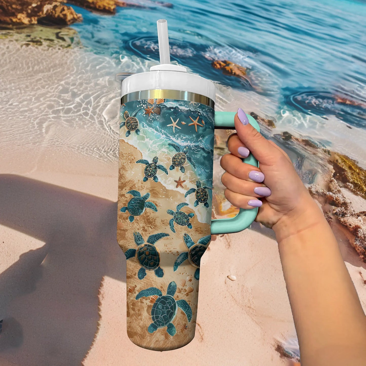 Shineful Tumbler Sea Turtle Sandy Shores
