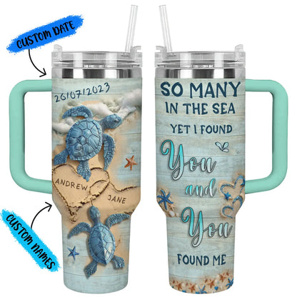 Shineful Tumbler Personalized Couples Gift: Love & Sea & Turtles