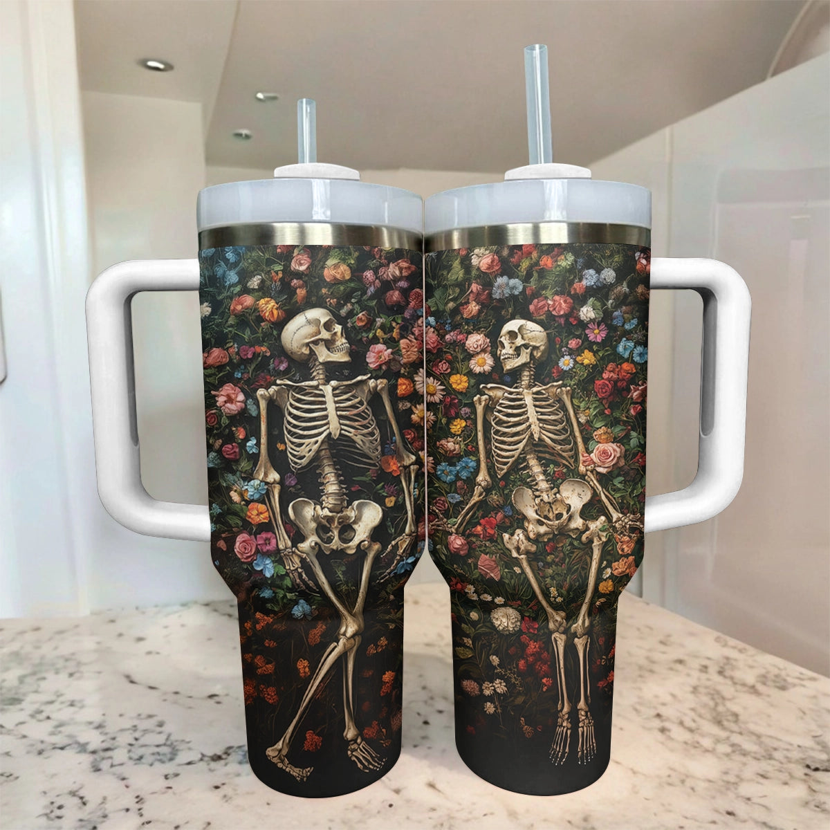 Shineful Tumbler Gothic Skull Style: Eternal Bloom Skeleton